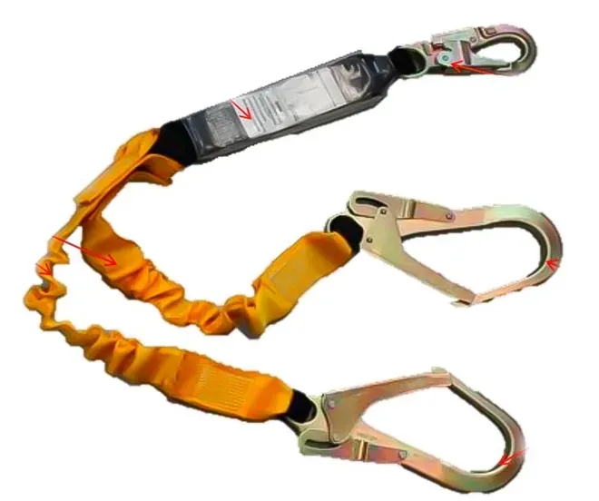 Talabarte Em Y Duplo Msa Workman Com Elástico e Absorvedor de Energia 1,20 Metros Modelo 311282