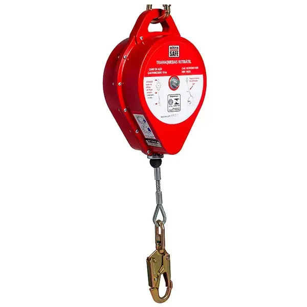 Trava-Quedas Retrátil Cabo de Aço de 6 metros Ultra Safe USR001001 Até 140KG Caixa Alumínio
