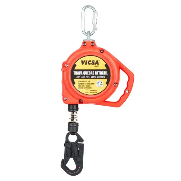 Trava Quedas Retrátil Vicsa Danny Vic-29061K Com Cabo de Aramida de 10 Metros e Dielétrico Suporta Até 150kg