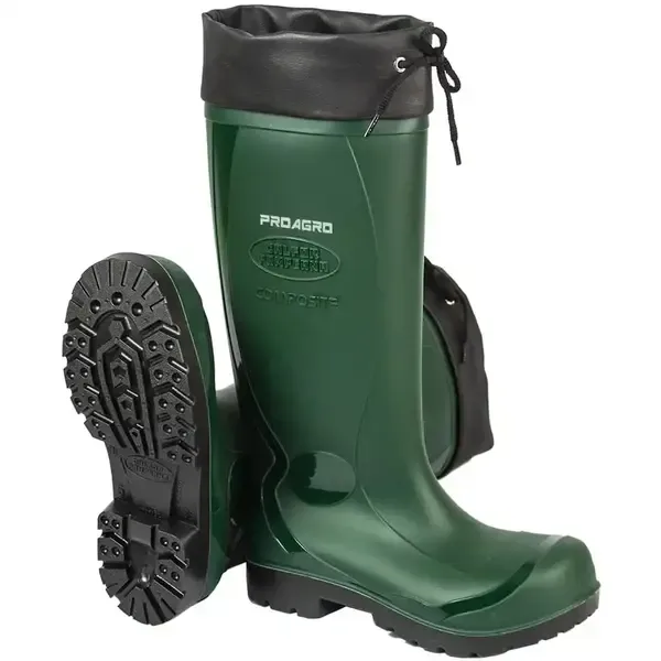 Bota de Pvc ProAgro Calfor Pampeana Cano Extra Longo Com Polaina Verde e Preta CA 48442