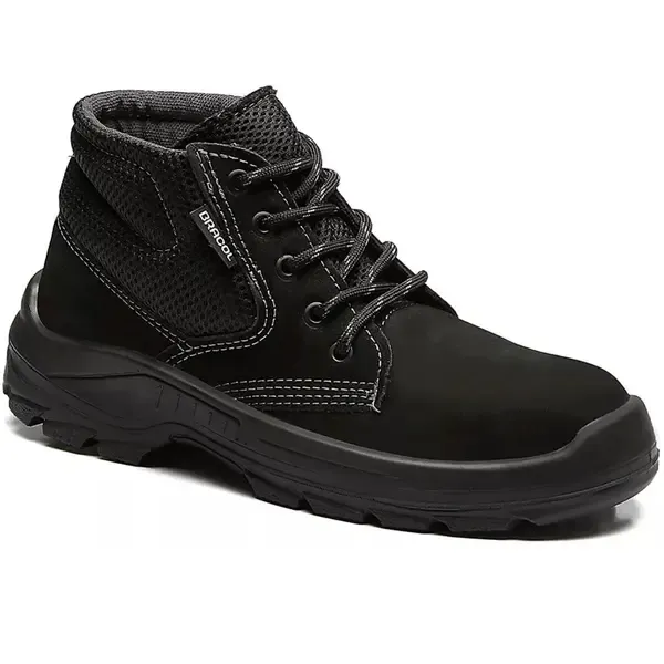Bota de Segurança em Couro Nobuck Preto Com Cadarço Bracol Dubai BAE 4031BAEN4400LL Bico PVC CA 40872