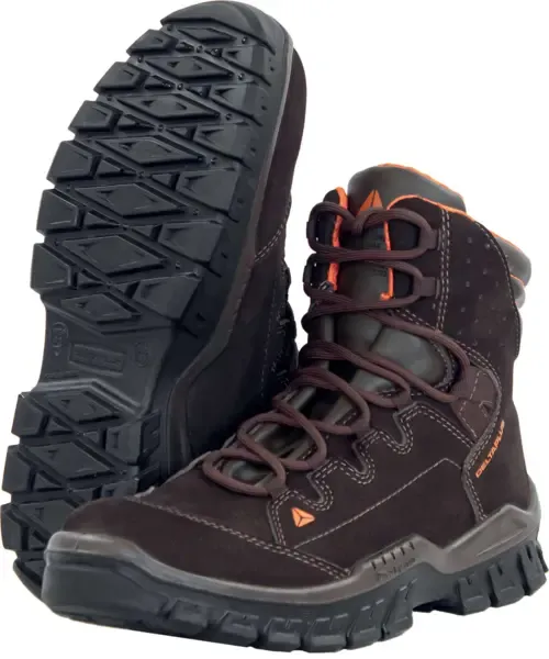 Bota de Segurança Nobuck Delta Plus RIO II OB SRC Marrom e Laranja Bico Pvc Resistente à Água CA 45485