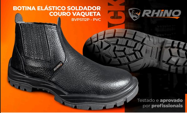Botina Elástico Soldador Couro VAQUETA