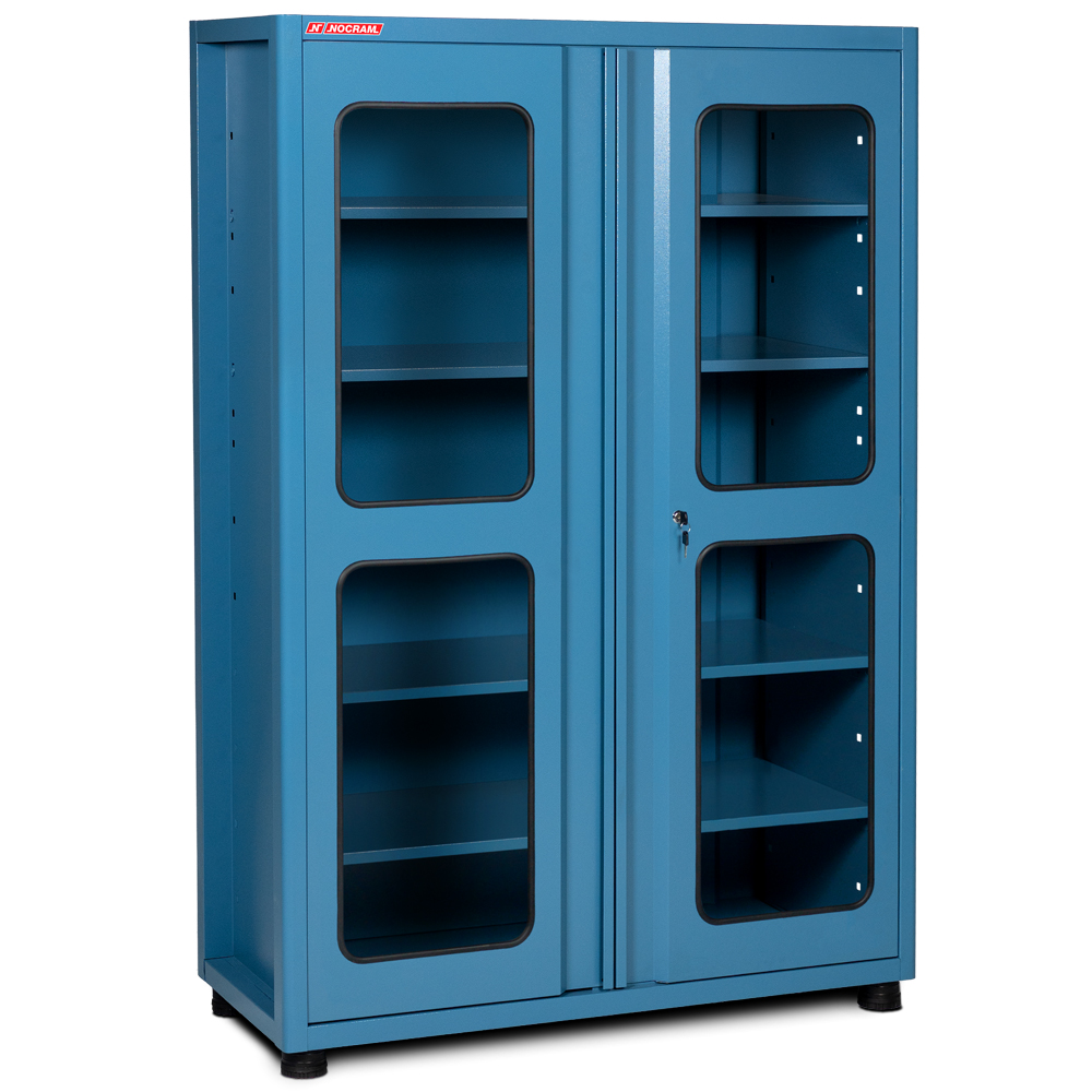 ARMÁRIO COM 5 PRATELEIRAS / 2 PORTAS COM VISOR DE VIDRO NOCRAM