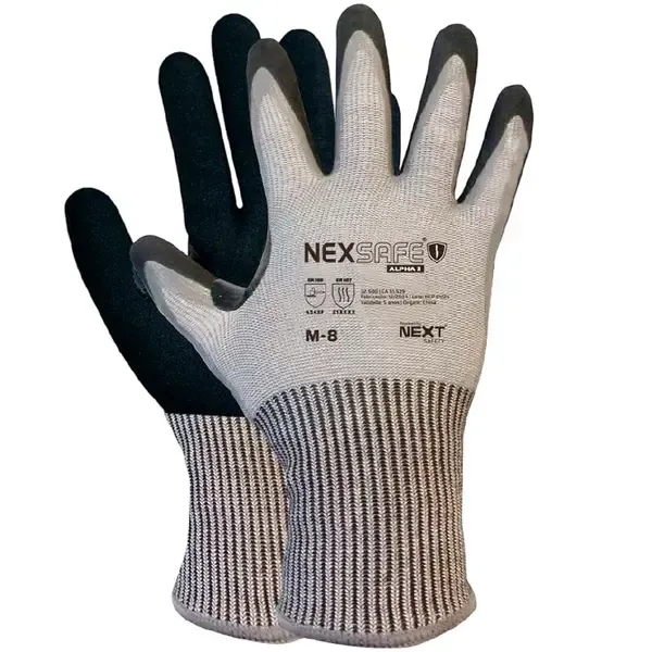 Luva Anticorte Next Safety Modelo 32 500 Nex Alpha 2 Banho Nitrílico na Palma Teste Tdm Nível F, Maior Nota Na Escala CA 51539