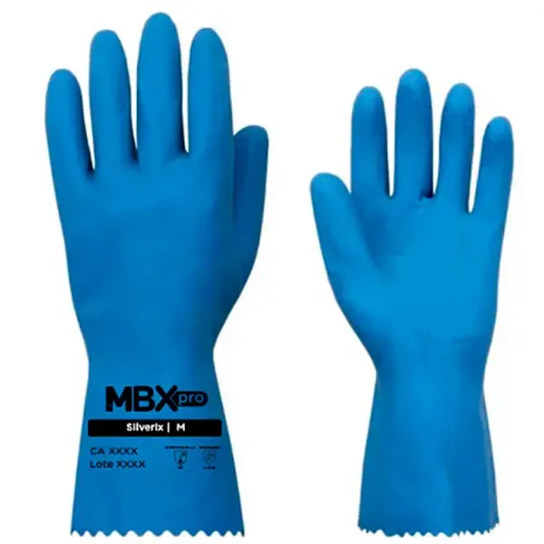 Luva de Látex MbxPro Silverix Com Forro Silver Liso Uso Prolongado Sem Desconforto 