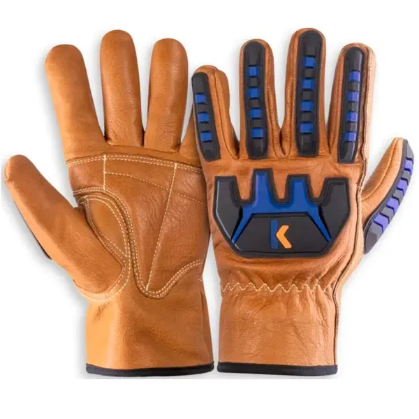 Luva de Proteção Contra Impacto e Corte Kalipso Endurance 68 002 Em Couro Premium Cor Marrom CA 51207