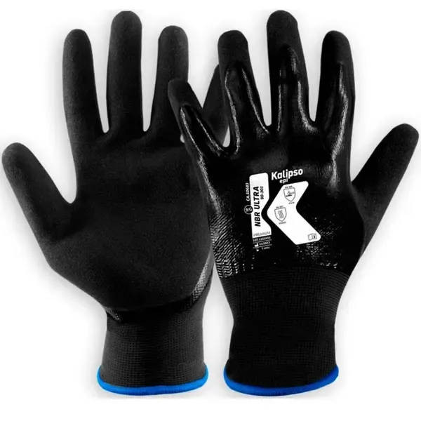 Luva de Proteção Kalipso Nbr Ultra 90 303 Banho Nitrílico Total Foam Ideal Para Peças Úmidas e Oleadas CA 50683