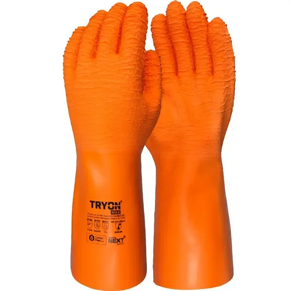Luva de Proteção Tryon Max Next Safety Em Látex Reforçado Corrugado Impermeável e Térmica